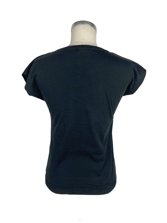 Black Cotton Women T-Shirt