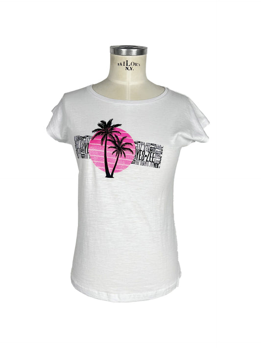 White Cotton Women T-Shirt