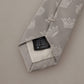 Elegant Silk Gray Crown Print Bow Tie
