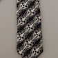 Black White Flower 100% Silk Print Adjustable Accessory Tie