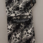 Black White Flower 100% Silk Print Adjustable Accessory Tie