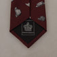 Maroon Hat Pattern 100% Silk Adjustable Accessory Tie