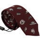 Maroon Hat Pattern 100% Silk Adjustable Accessory Tie
