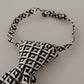 Black White Geometric 100% Silk Adjustable Accessory Tie
