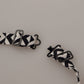 Black White Geometric 100% Silk Adjustable Accessory Tie