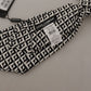 Black White Geometric 100% Silk Adjustable Accessory Tie