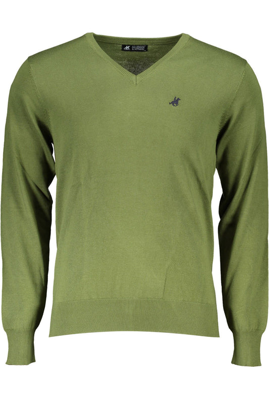 Green Cotton Men Sweater