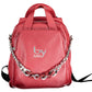 Red Polyurethane Women Backpack