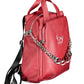 Red Polyurethane Women Backpack