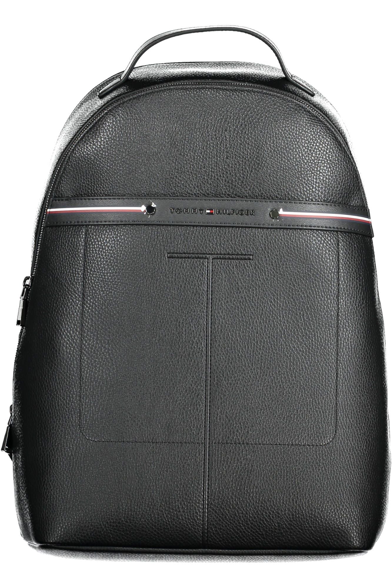 Black Polyurethane Men Backpack