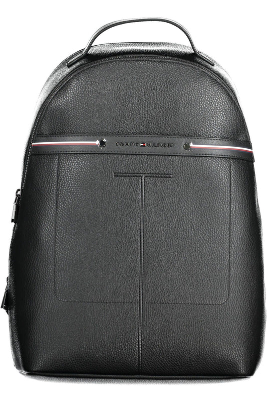 Black Polyurethane Men Backpack