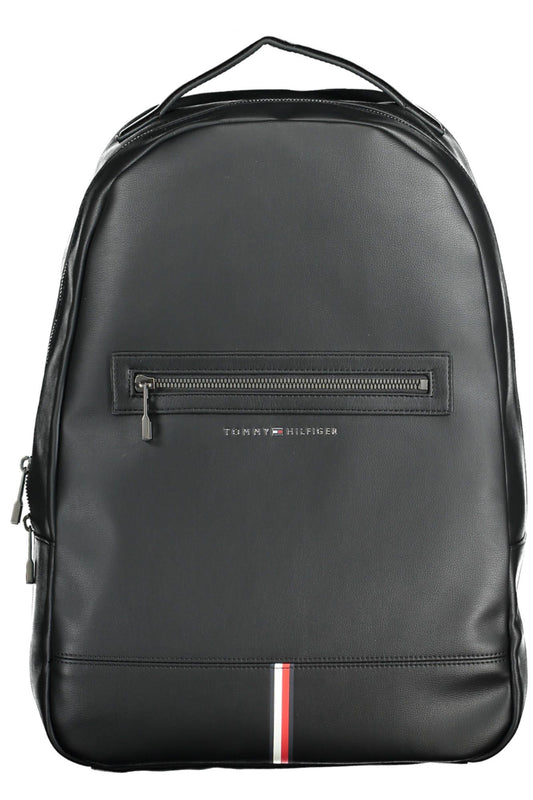 Black Polyurethane Men Backpack