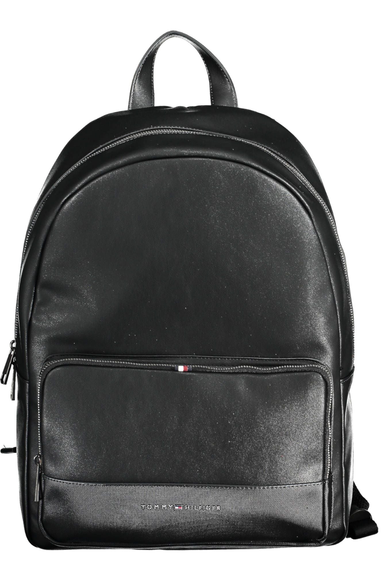 Black Polyurethane Men Backpack