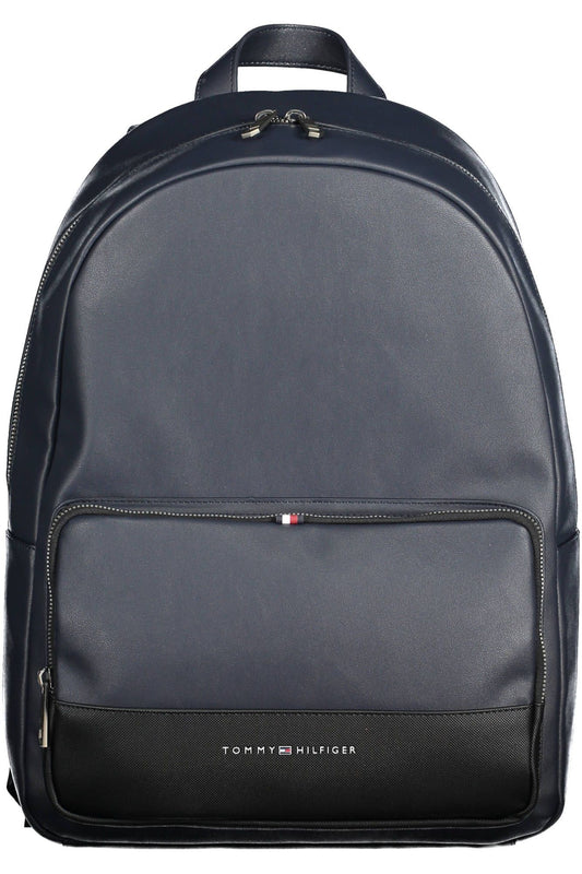 Blue Polyurethane Men Backpack