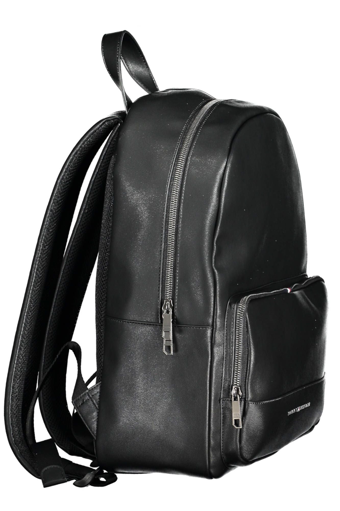 Black Polyurethane Men Backpack