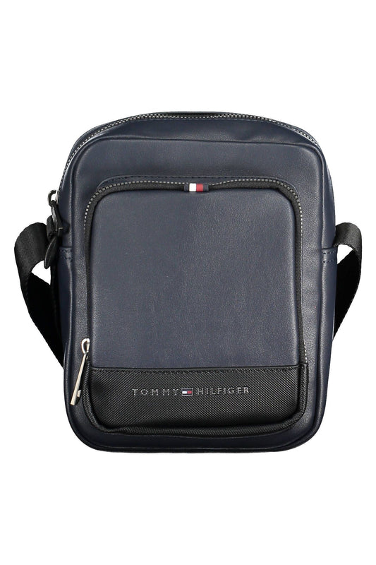 Blue Polyurethane Men Shoulder Bag