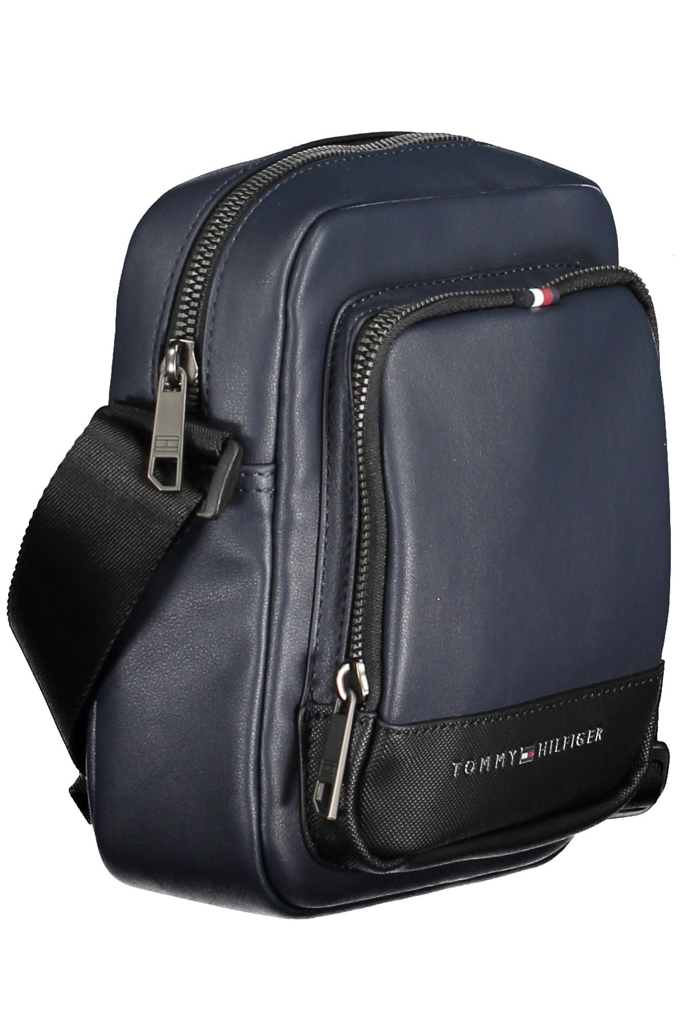 Blue Polyurethane Men Shoulder Bag