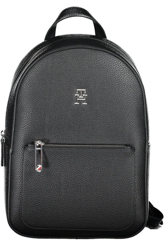 Black Polyurethane Women Backpack