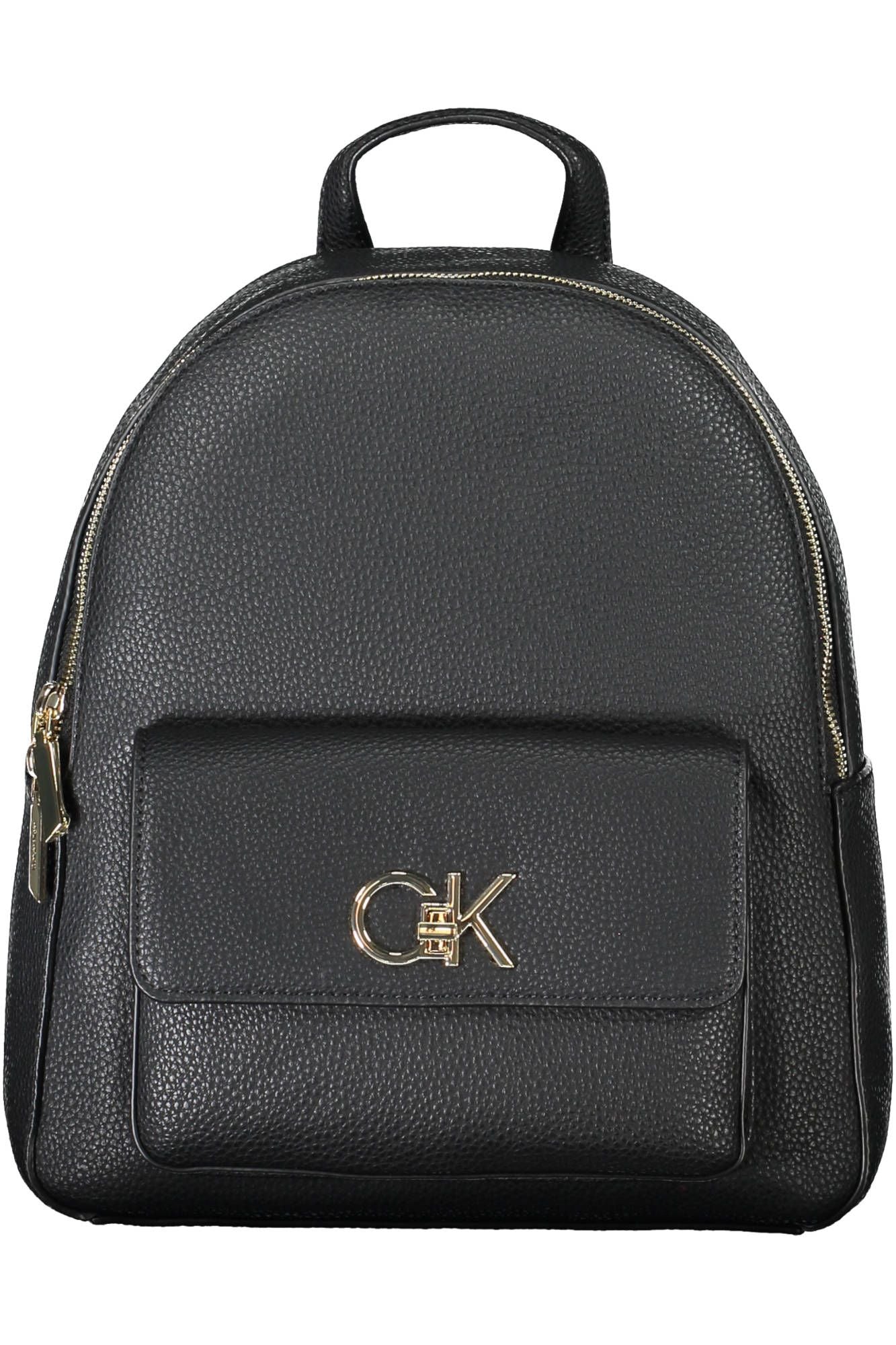 Black Polyester Women Backpack