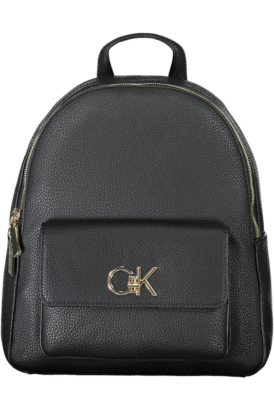 Black Polyester Women Backpack