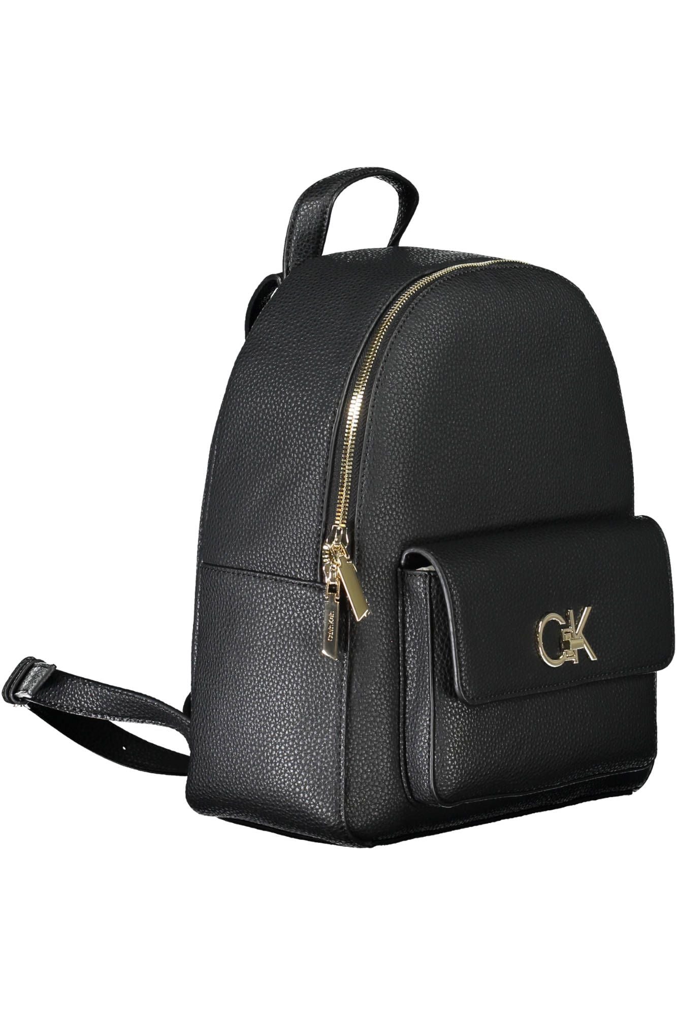 Black Polyester Women Backpack
