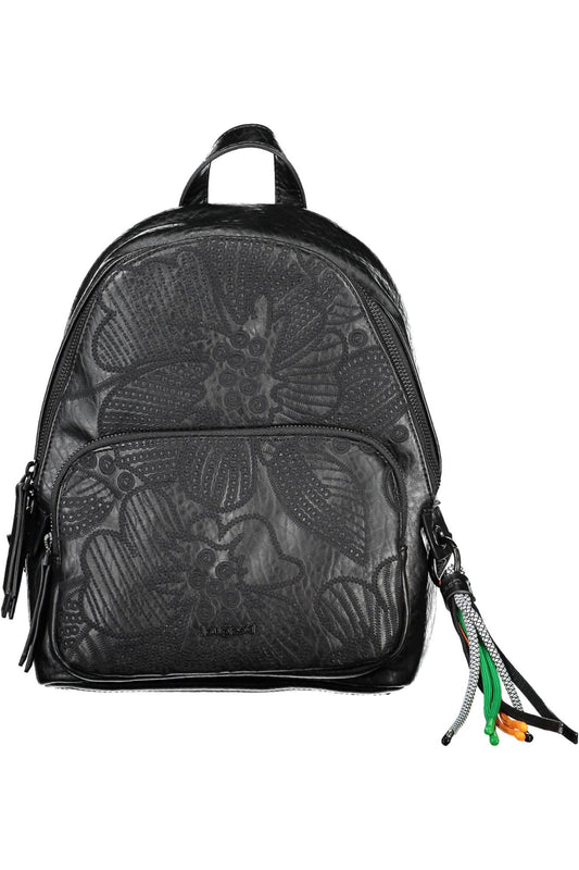 Black Polyurethane Women Backpack