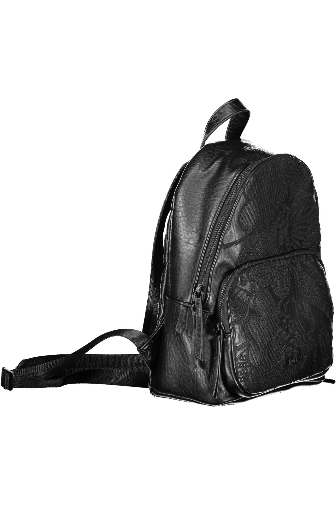 Black Polyurethane Women Backpack