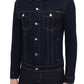 Elegant Dark Blue Denim Jacket