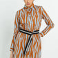 Chic Patterned Chemisier Dress with Belt