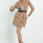 Chic Patterned Chemisier Dress with Belt