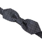Blue Gray Polka Dot 100% Silk Neck Papillon Tie