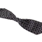 Black White Round 100% Silk Neck Papillon  Tie