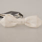 White 100% Silk Slim Adjustable Neck Papillon Tie