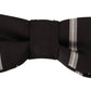 Black Grey Lining 100% Silk Neck Papillon Tie