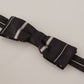 Black Grey Lining 100% Silk Neck Papillon Tie