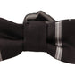 Black Grey Lining 100% Silk Neck Papillon Tie