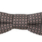 Black White Flower Pattern Silk Neck Papillon Tie