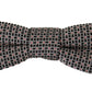 Black White Flower Pattern Silk Neck Papillon Tie
