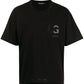 Elegant Embroidered Logo Black Cotton Tee