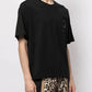 Elegant Embroidered Logo Black Cotton Tee