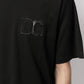 Elegant Embroidered Logo Black Cotton Tee