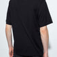 Elegant Black Cotton Tee with Red Contrast Design