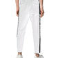 Elegant Cotton Drawstring Trousers with Logo Bands