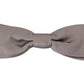 Silver 100% Silk Slim Adjustable Neck Papillon Tie