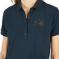 Elegant Beaded Logo Cotton Polo for Women