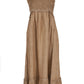 Elegant Beige Linen Maxi Dress with Flounce Hem