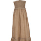 Elegant Beige Linen Maxi Dress with Flounce Hem