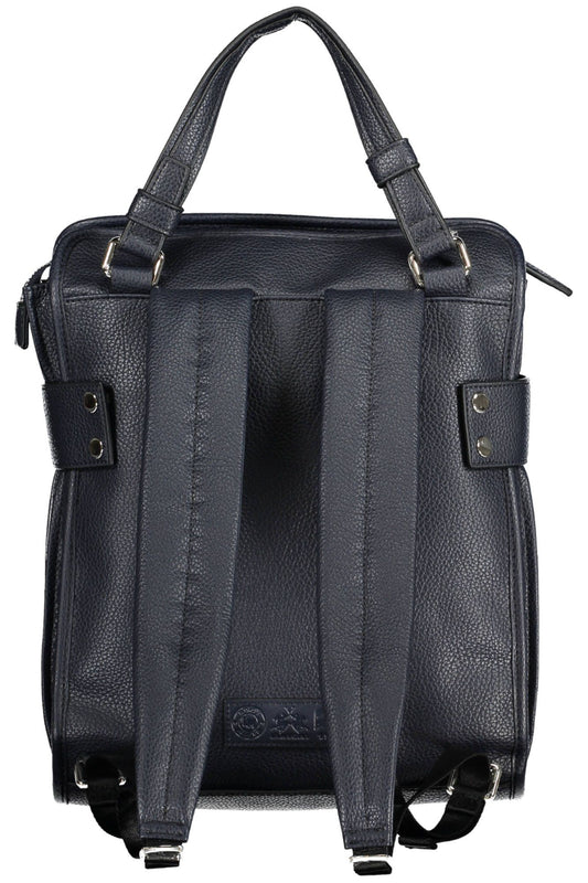Blue Polyurethane Women Backpack