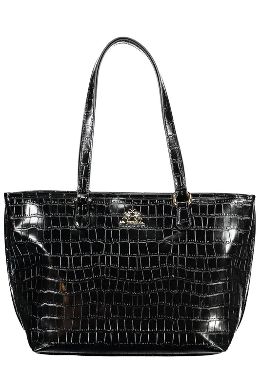 Black Polyurethane Women Handbag
