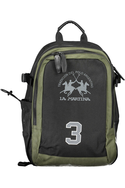 Black Polyester Men Backpack